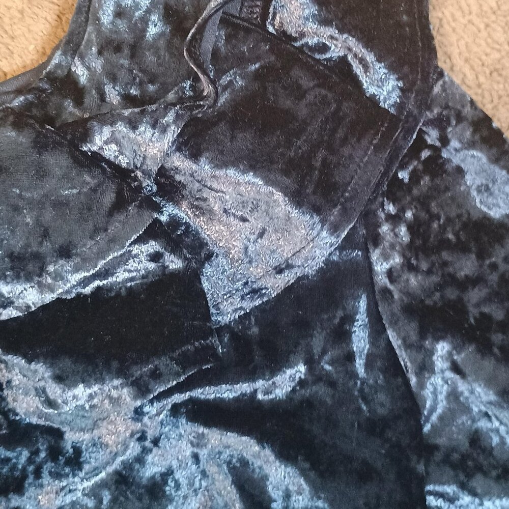 Anthropologie Entro/Ruffle Blouse/Womens Small/Royal Blue/Velvet Whimsigoth - Picture 3 of 11